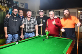 Maryborough’s 8 Ball competition had its grand final on Tuesday night, with both A and B grade held at the Princes Park clubrooms. In A grade, it was Magpies that took the title over Loose Cannons. Photo: 201023 25