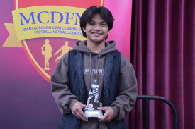 Carisbrook’s Brian Shafik-Eid took the under 14.5 football award. Photo: 080923 24