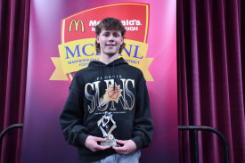 Carisbrook’s Harrison Malone led all goalkickers in the under 14.5 competition with 66 goals. Photo: 080923 18