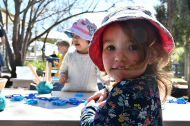 With lots of blue-themed activities to participate in, for Maggie playdough was the highlight. Photo: 150923 16