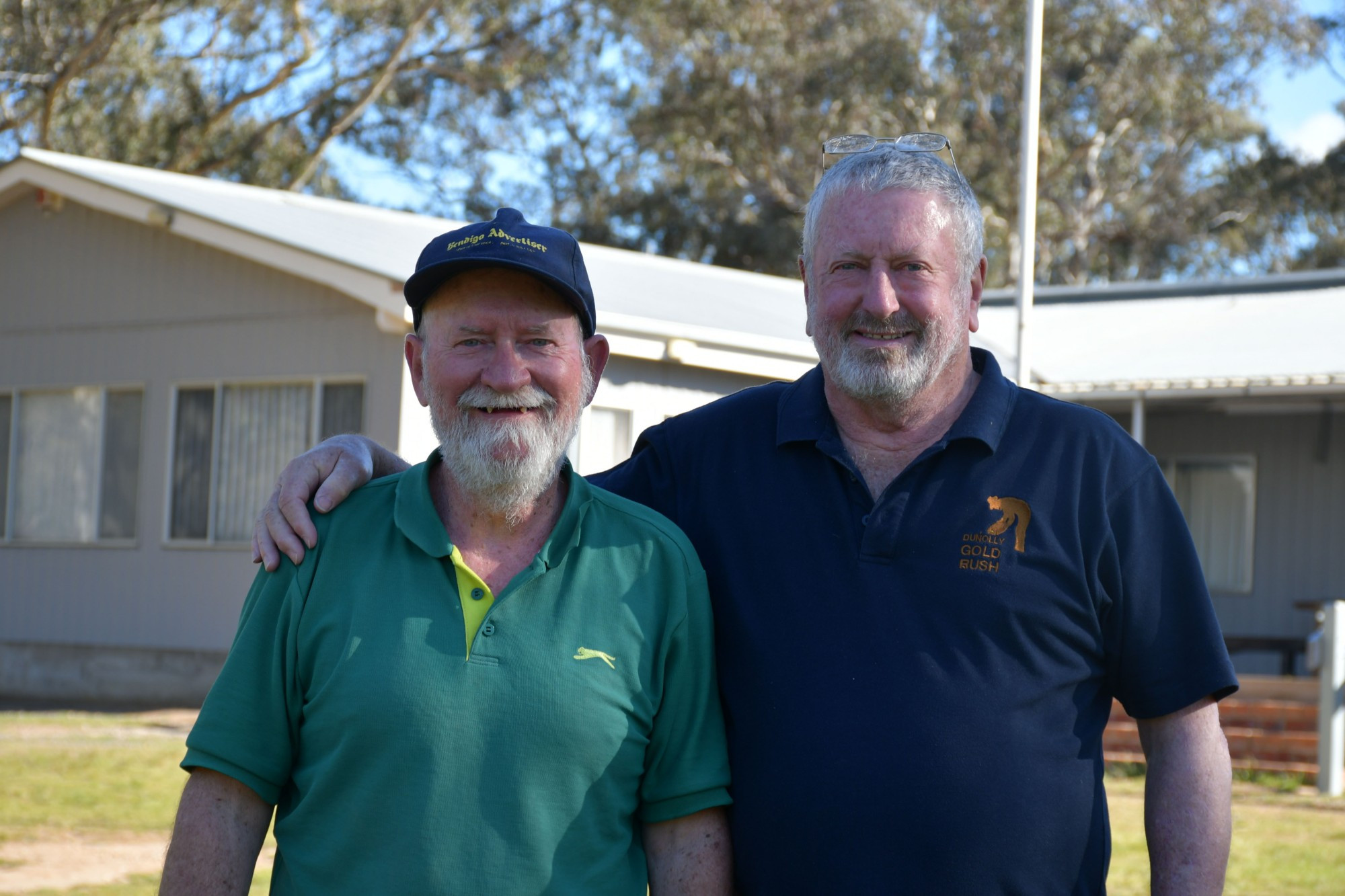 Dunolly Golf Club’s president Ian Arnold and Dunolly Gold Rush Festival organiser Brian Phillips are excited for next month’s event to be powered by solar. Photo: 150923 17