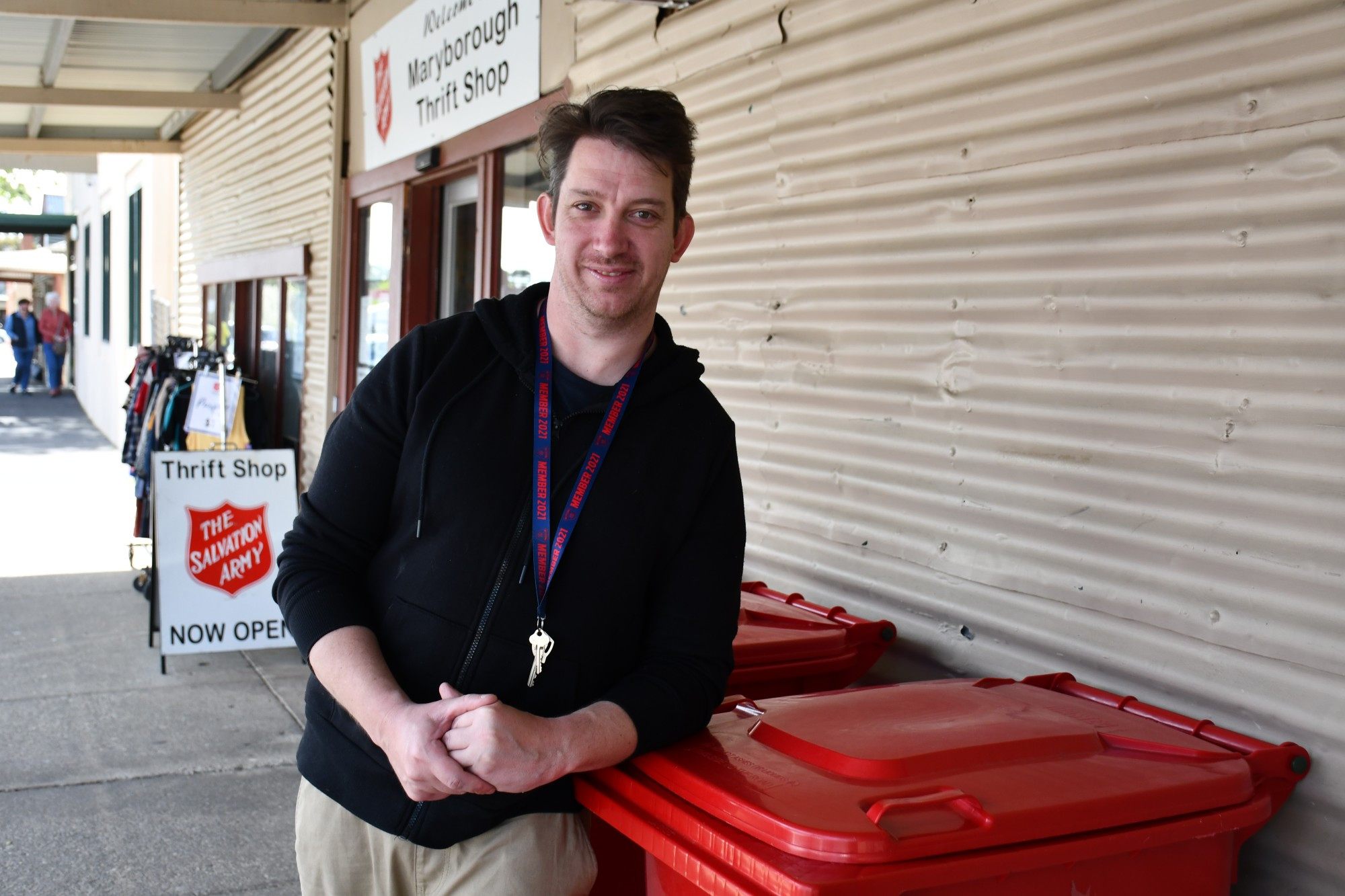 Maryborough Salvation Army Thrift Store manager Ben Lewin is encouraging residents to check their bagged donations are safe for volunteers to handle before dropping them off at appropriate times. Photo: 190923 03