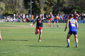  Ash Munari puts through a much-needed goal for Carisbrook. Photo: 190923 19