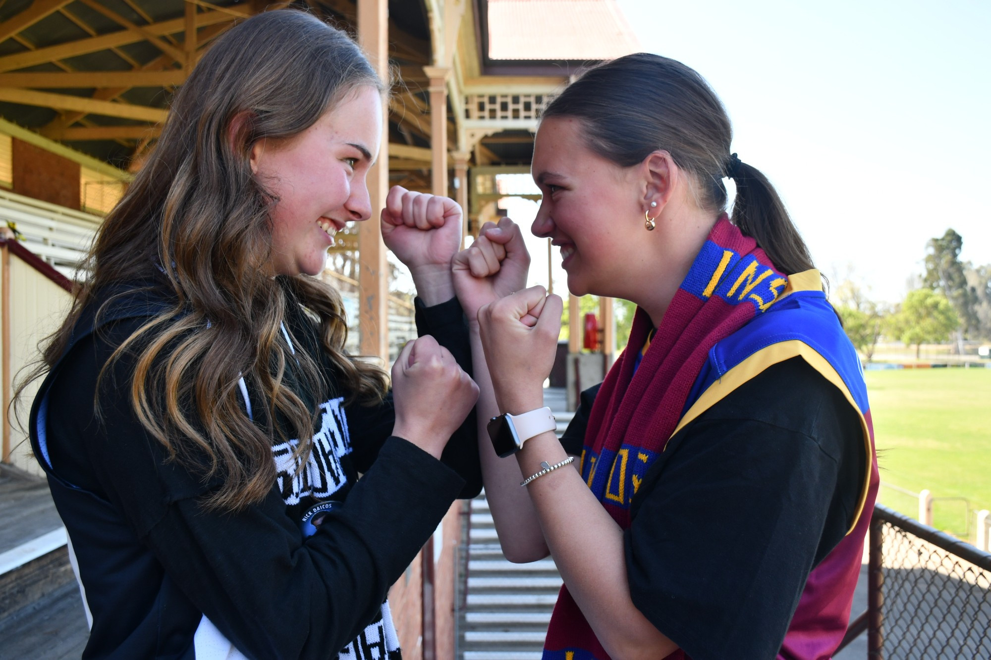 Molly Palmer and Ruby Adams are inseparable — until it comes to Saturday when their teams will go head-to-head. Photo: 290923 08