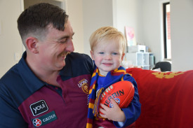 Henry Potter now has some support on his side — son Theo who was signed up to the Lions almost as soon as he was born. Photo: 290923 06