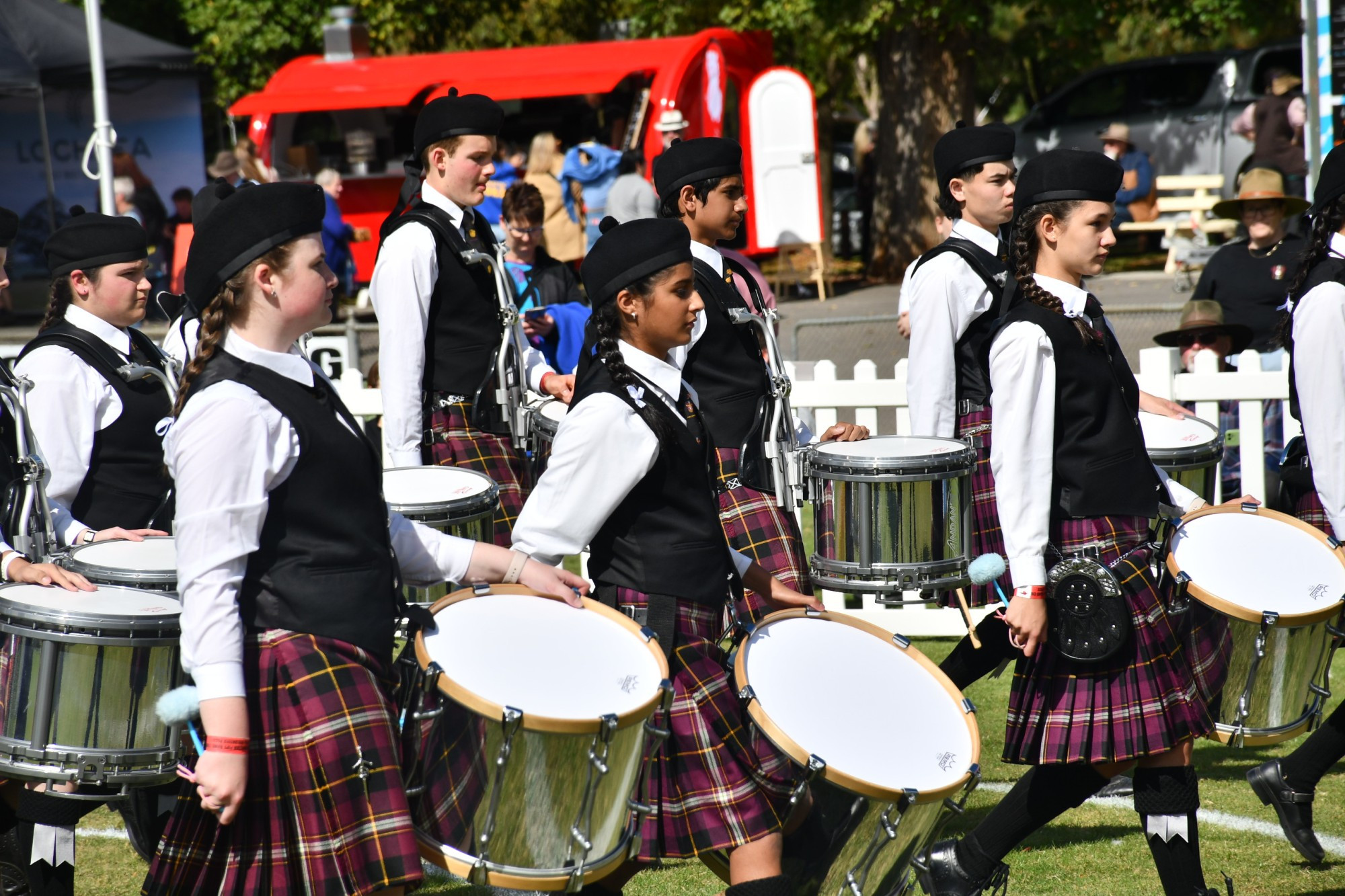 Members of the Haileybury school’s pipe band were among those to perform.