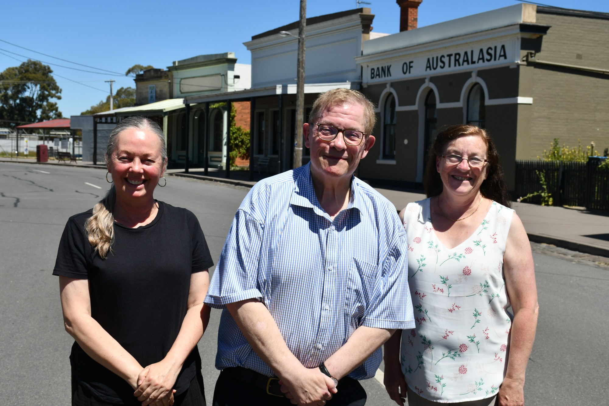 Talbot Action Inc member Rosy Hardress, Central Goldfields Shire councillor Chris Meddows-Taylor and Talbot Museum secretary Marrion Miller are preparing for the community consultation session on the Talbot Heritage Review.