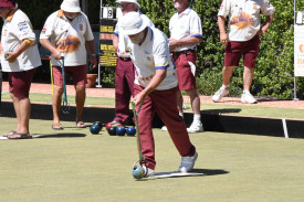 Keith Elliott gets his shot away for Dunolly Blue. 