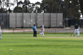 Oliver Cassidy had a dream start with a wicket from his first ball for Maryborough’s under 15s. Photo: 050124 24