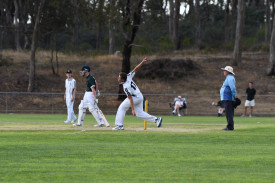 Jaxon Carmody looks to bring wickets for the Maryborough under 15 team. Photo: 050124 23