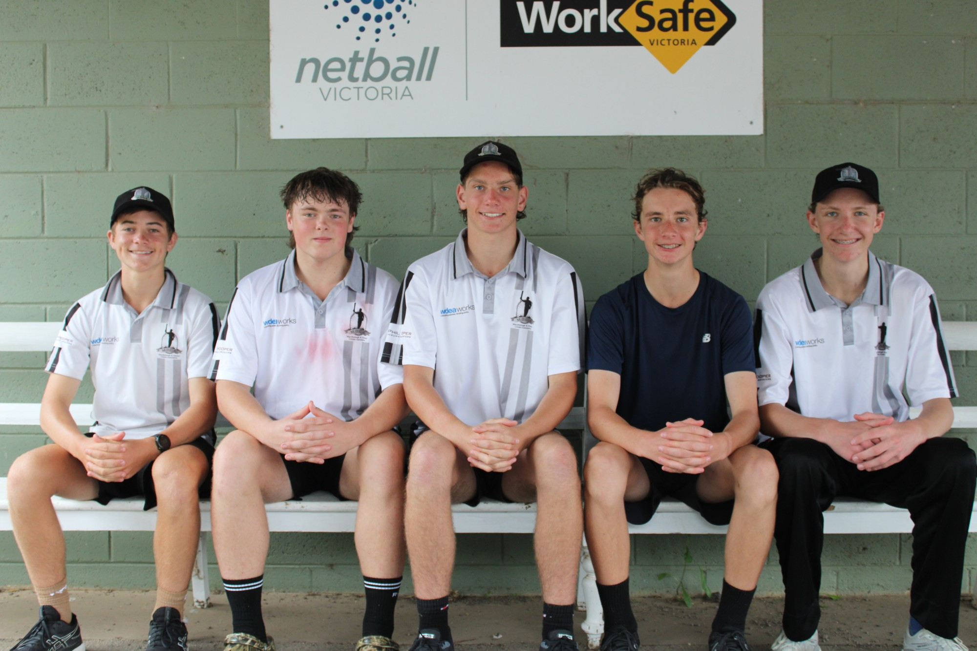 From left to right, Kirton Shield selections, Carisbrook’s Cooper Mark, Beaufort’s Cooper Cahill, Laanecoorie Dunolly’s Joe Lovel (captain) and Carisbrook duo Elliot and Atticus Cullinan. Photo: 090124 08