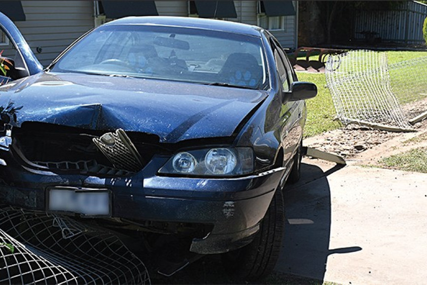 The driver of the vehicle was uninjured after colliding with a neighbouring fence on Tuesday afternoon.