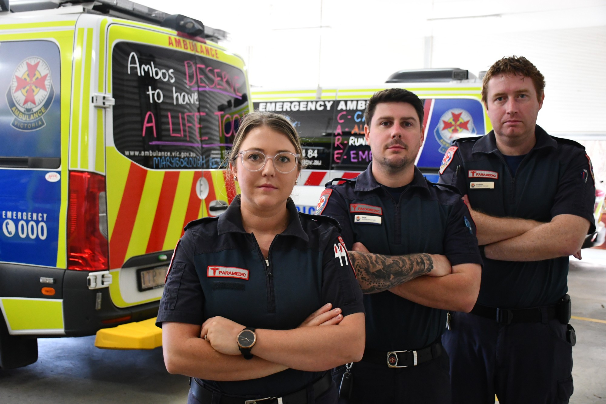 Paramedics across Victoria, including Maryborough’s Sherridyn Coleman, Matt Meade and Andrew Jochs, are demanding better working conditions through industrial action.