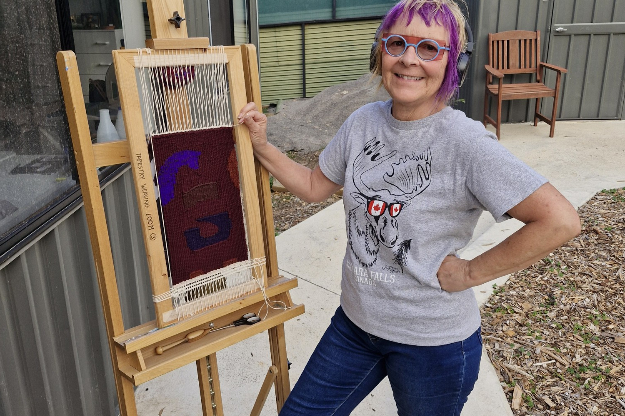 Flossie Peitsch’s new exhibition is currently on display at Wangaratta Art Gallery. Below: Panels of tapestry weavings created by Ms Peitsch. Photos: Supplied by Flossie Peitsch.