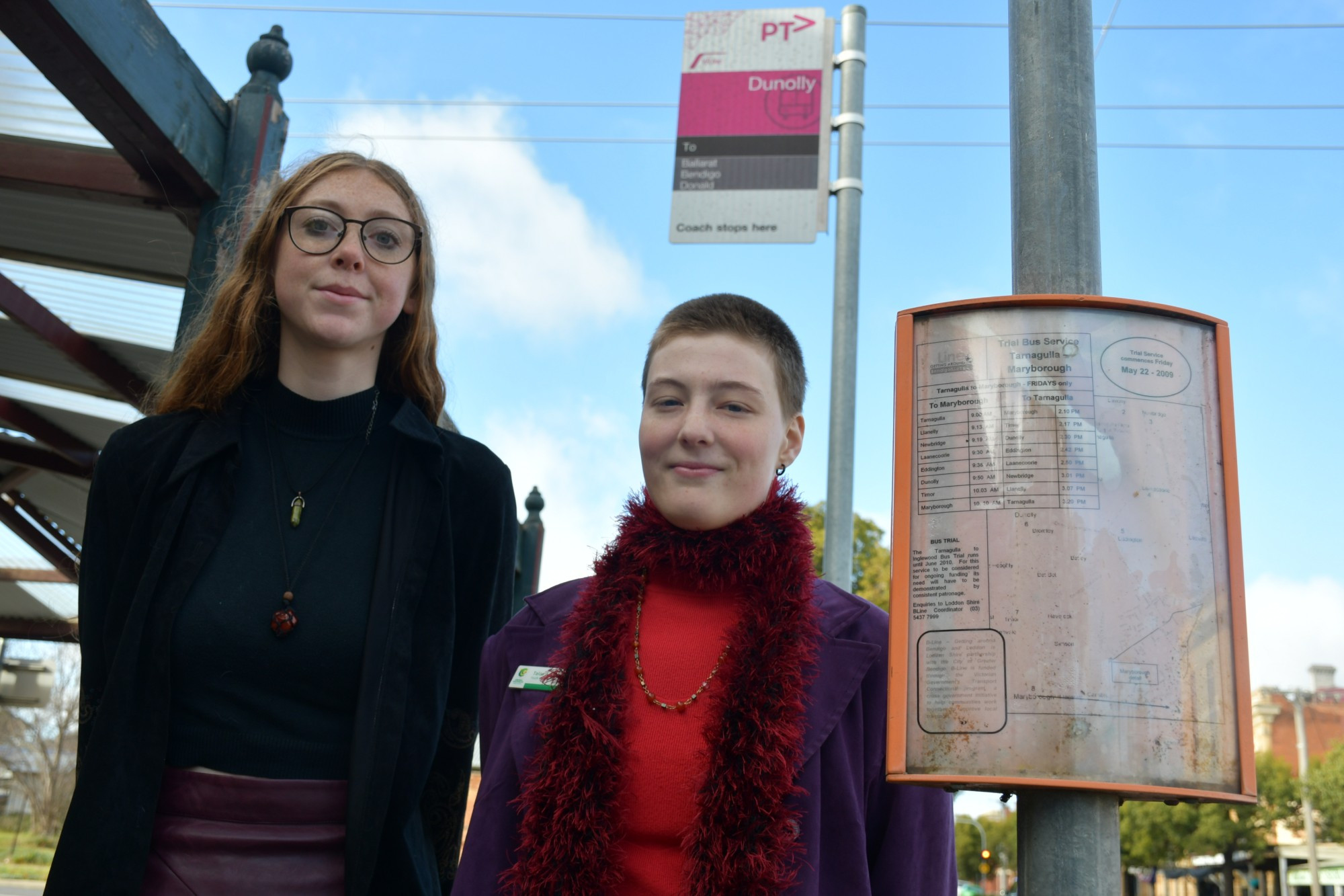 Central Goldfields Youth councillors Tara Siroky and Talos Adcock are hoping for change to the local public transport network.