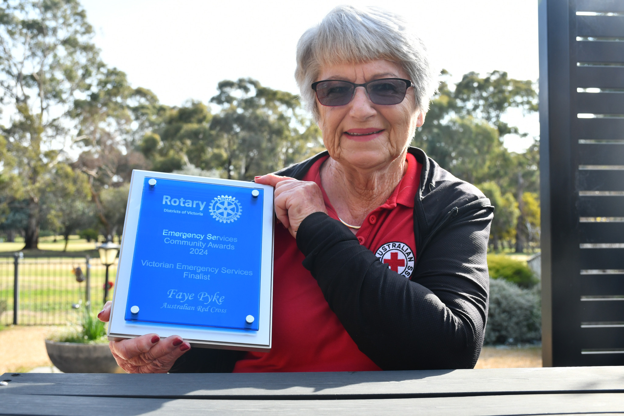 Maryborough Red Cross treasurer Faye Pyke was a finalist for the Victorian Rotary Emergency Services Community Awards.