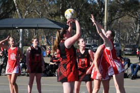 Katelyn Cutlack goes for goal for Maldon.