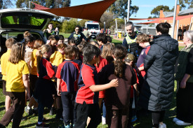 Maryborough Police Senior Constable Dan McGregor engaging with students.