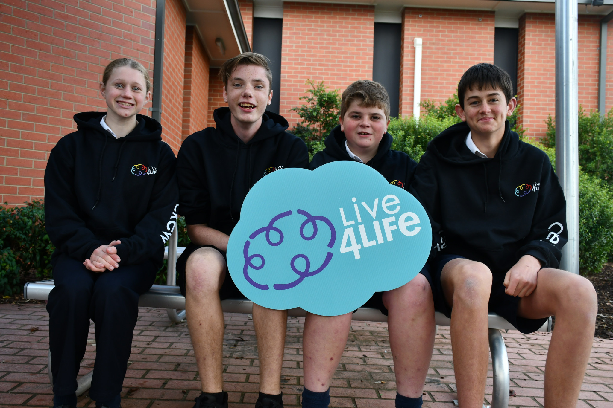 Highview College year nine students Ella, Curtis, Josh and Connor are among those supporting Live4Life’s efforts locally.