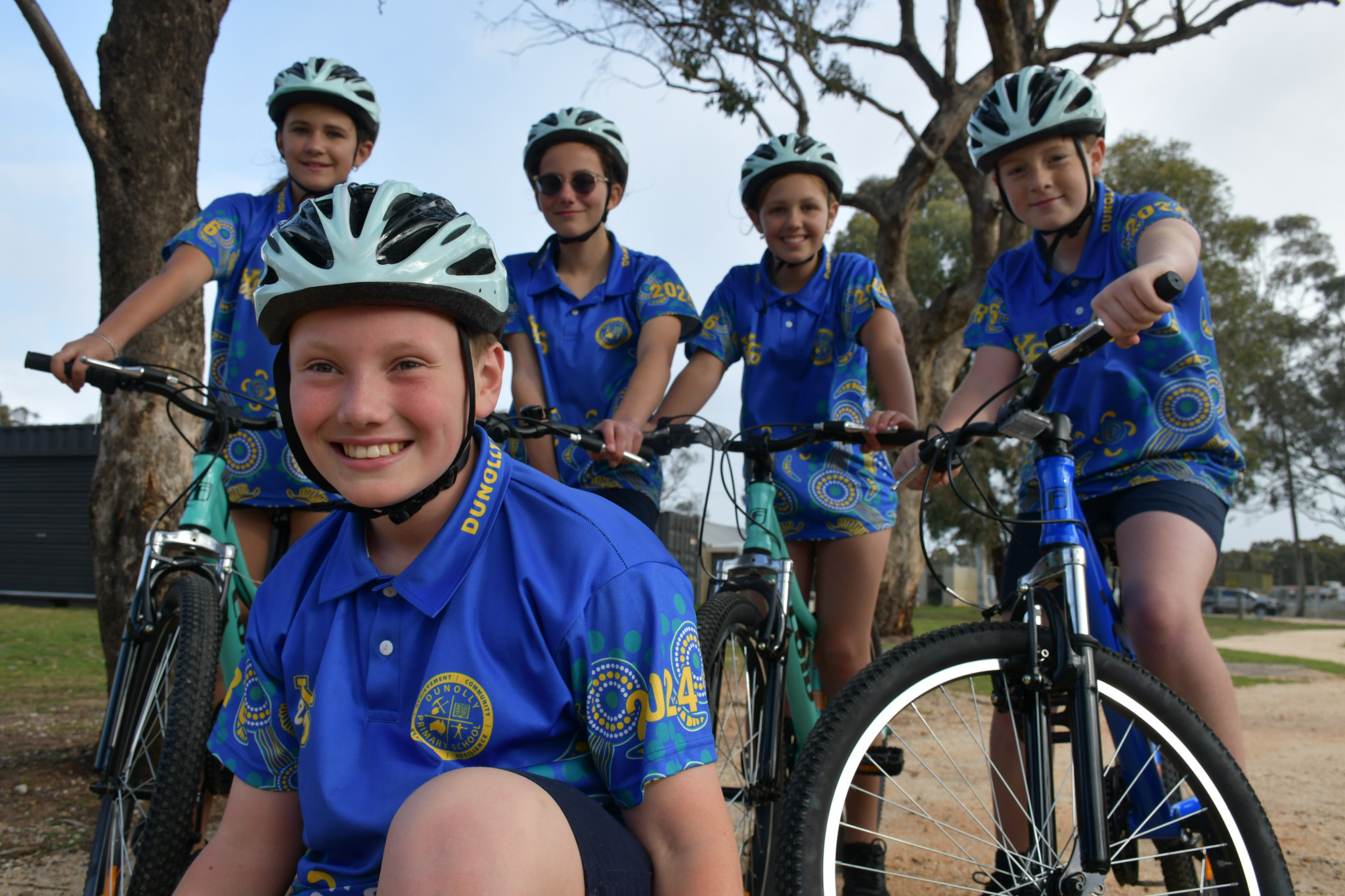 Dunolly Primary school leaders Taylah, Dean, Isabella, Alanah and Billy are gearing up for the new bike track.