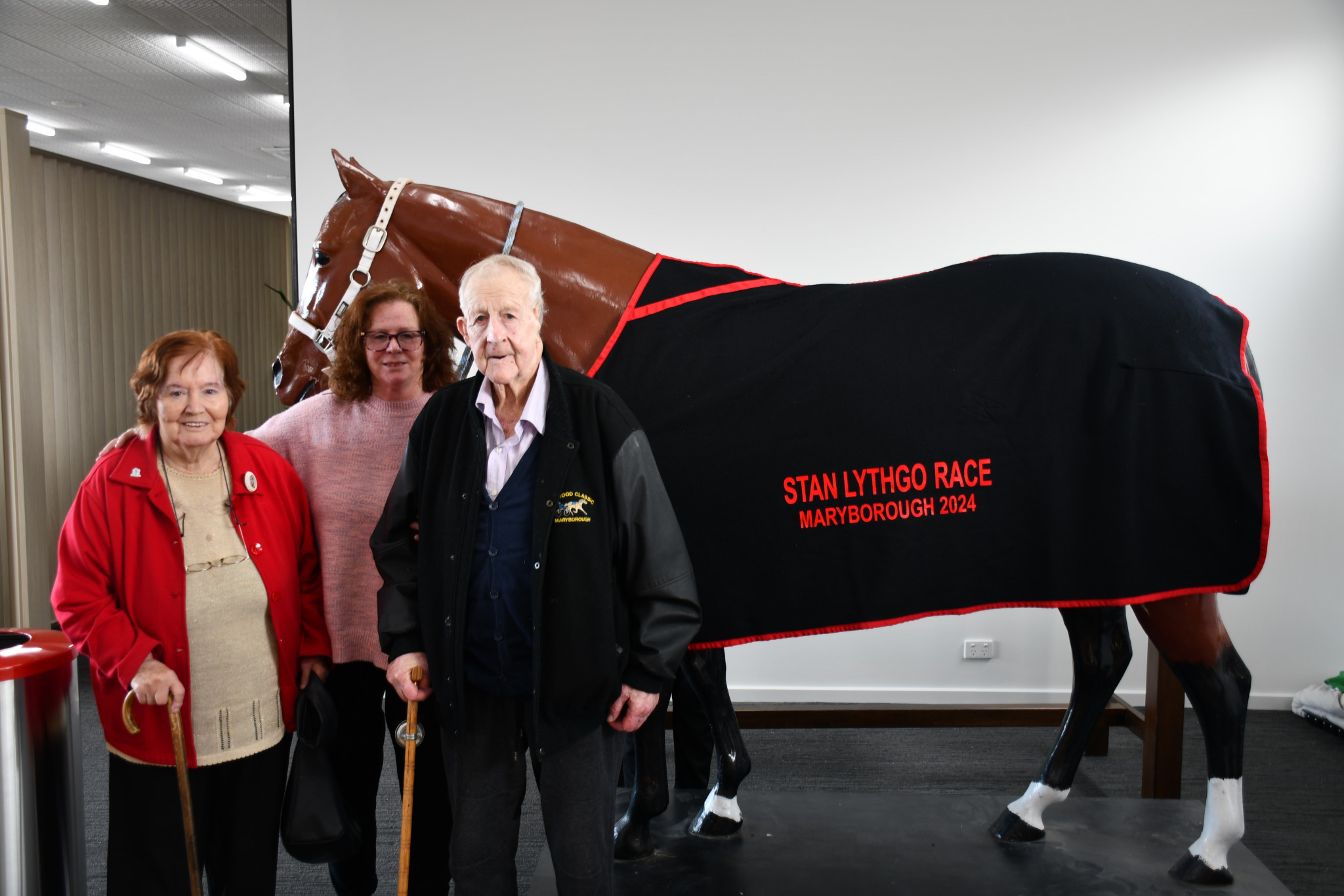 Racegoers, including Stan Lythgo (right) and family on Wednesday celebrated the Stan Lythgo Recognition Trot.