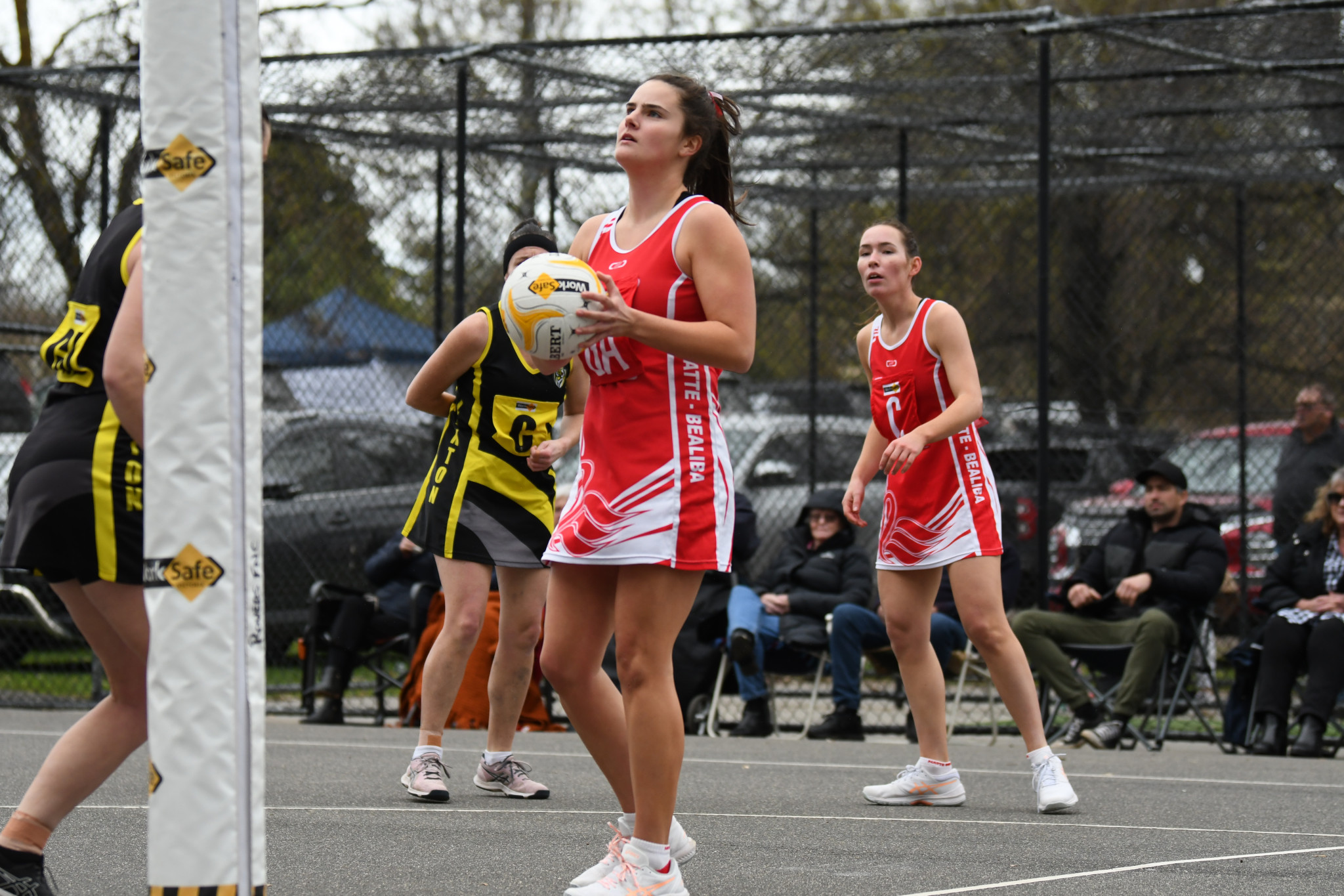 Natte Bealiba’s Polly Douglas sets herself for a shot.