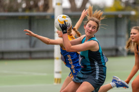 Molly Palmer, pictured against Golden Square, and her 17 and under teammates faced heartbreak when eliminated in extra time against Strathfieldsaye.