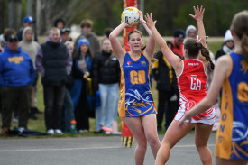 Abbie Clifford looks for options for Harcourt in the 15 and under grand final.