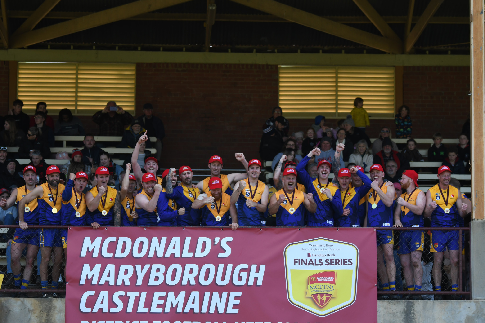 Harcourt celebrates their premiership success in the reserves competition.