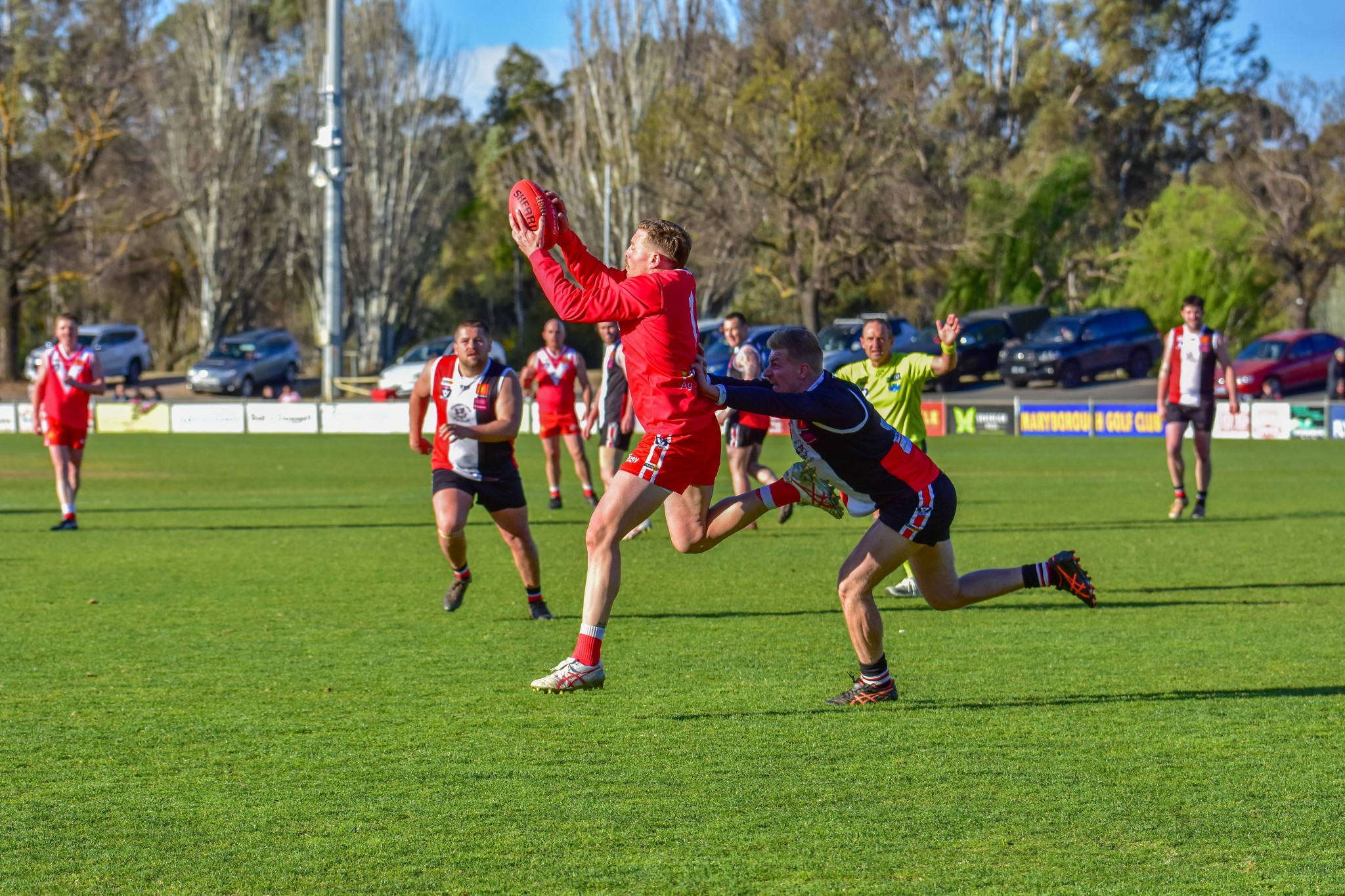 It was a day Natte Bealiba playing-coach Trent Mortlock will never forget, particularly with the number of strong marks he took up forward. We take a look back at some of the best shots from grand final day.