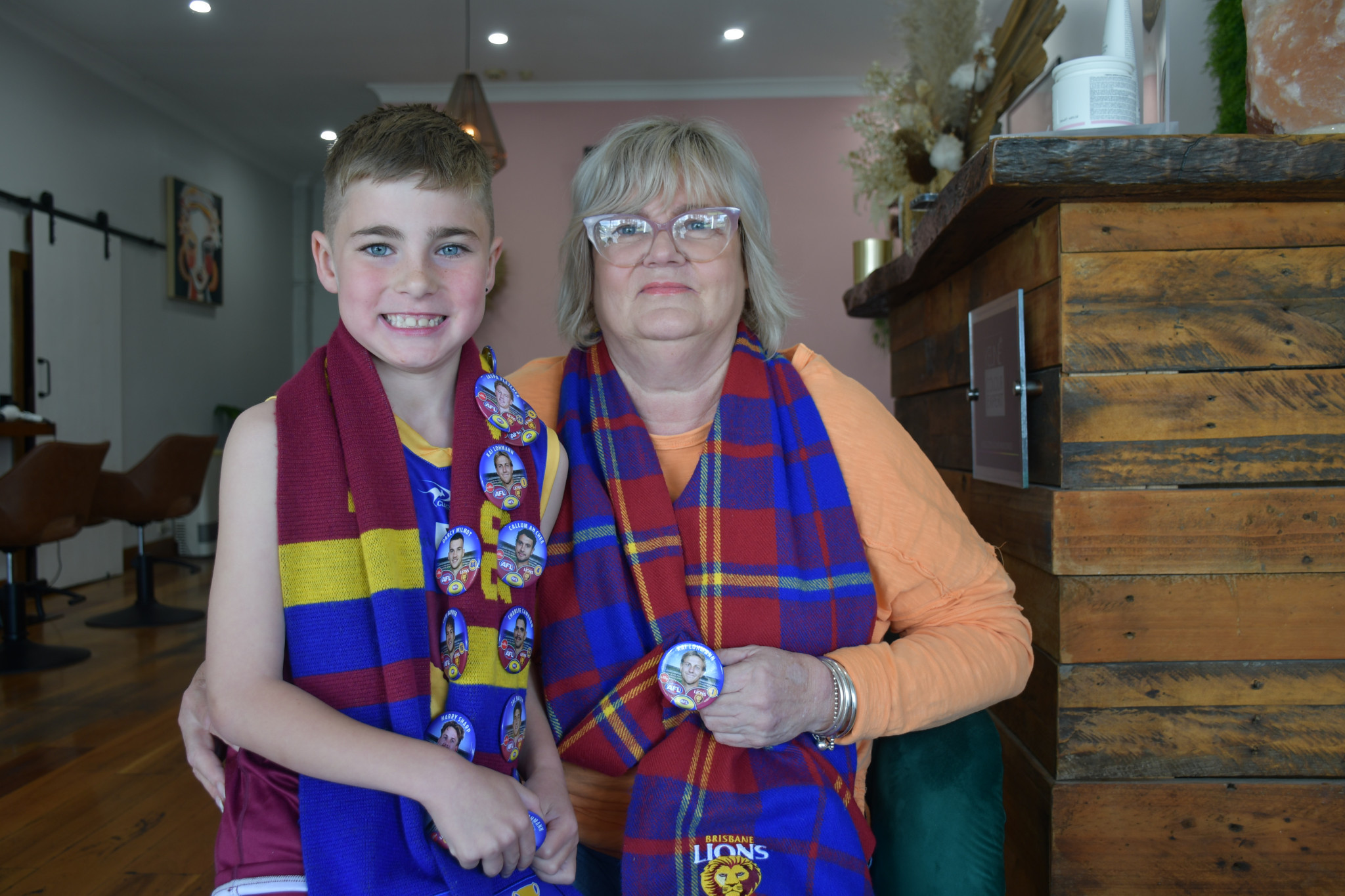 Kai Lohmann will have plenty of support from many in Maryborough as he looks to bring home the first premiership from a town local in eight years, not least cousin, and number one fan Knox (left) and grandmother Debbie Murray (right).