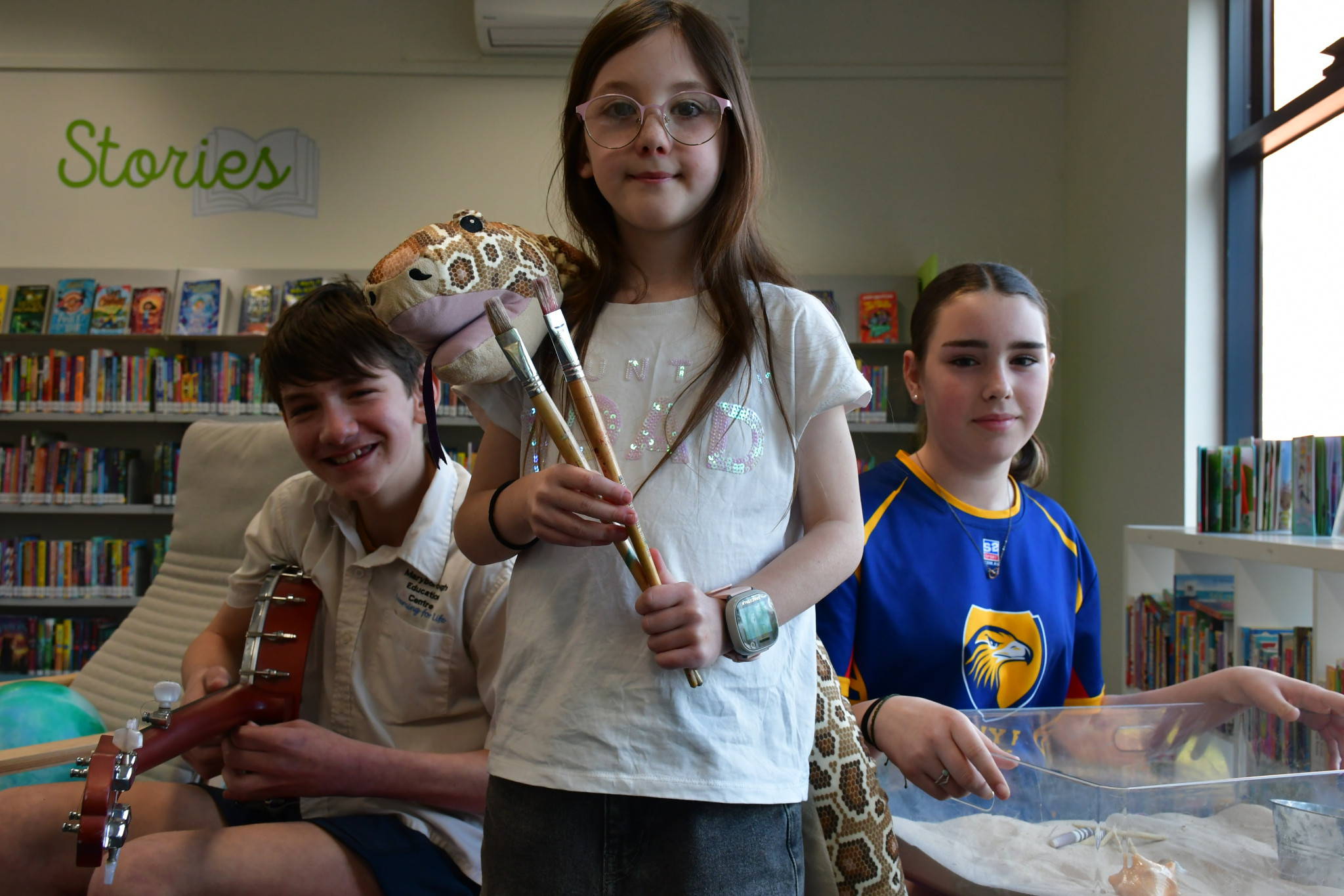 Zaidyn, Hazel and Annabel are preparing for the CGSC Spring School Holiday Program.