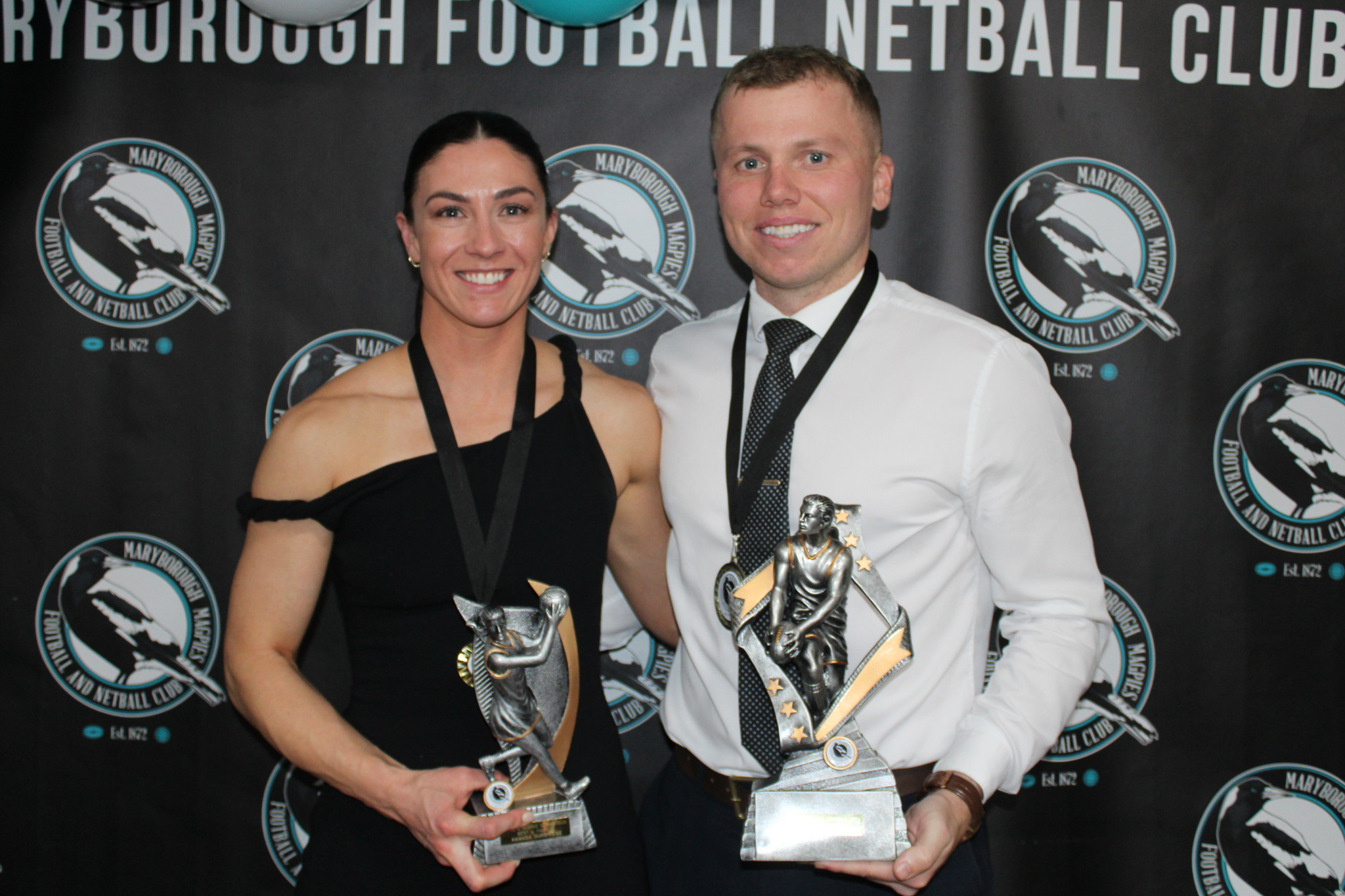 Amanda Durbridge and Coby Perry shared the spoils in Maryborough's night of nights, taking home the A reserve and senior football best and fairests.