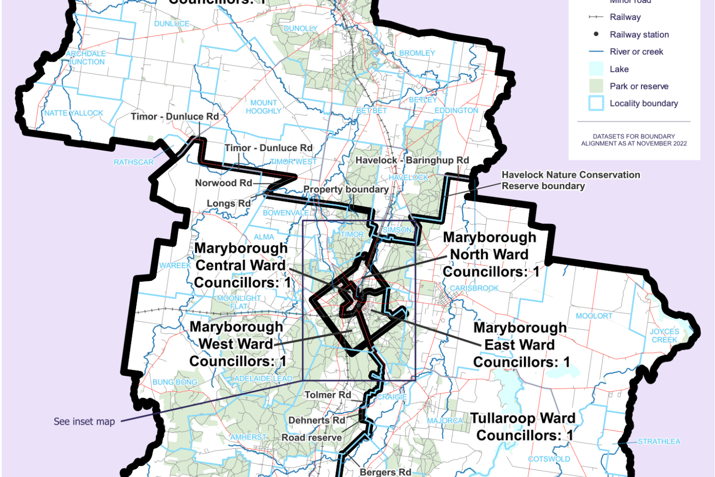 Breakdown of the different ward boundaries in the shire.