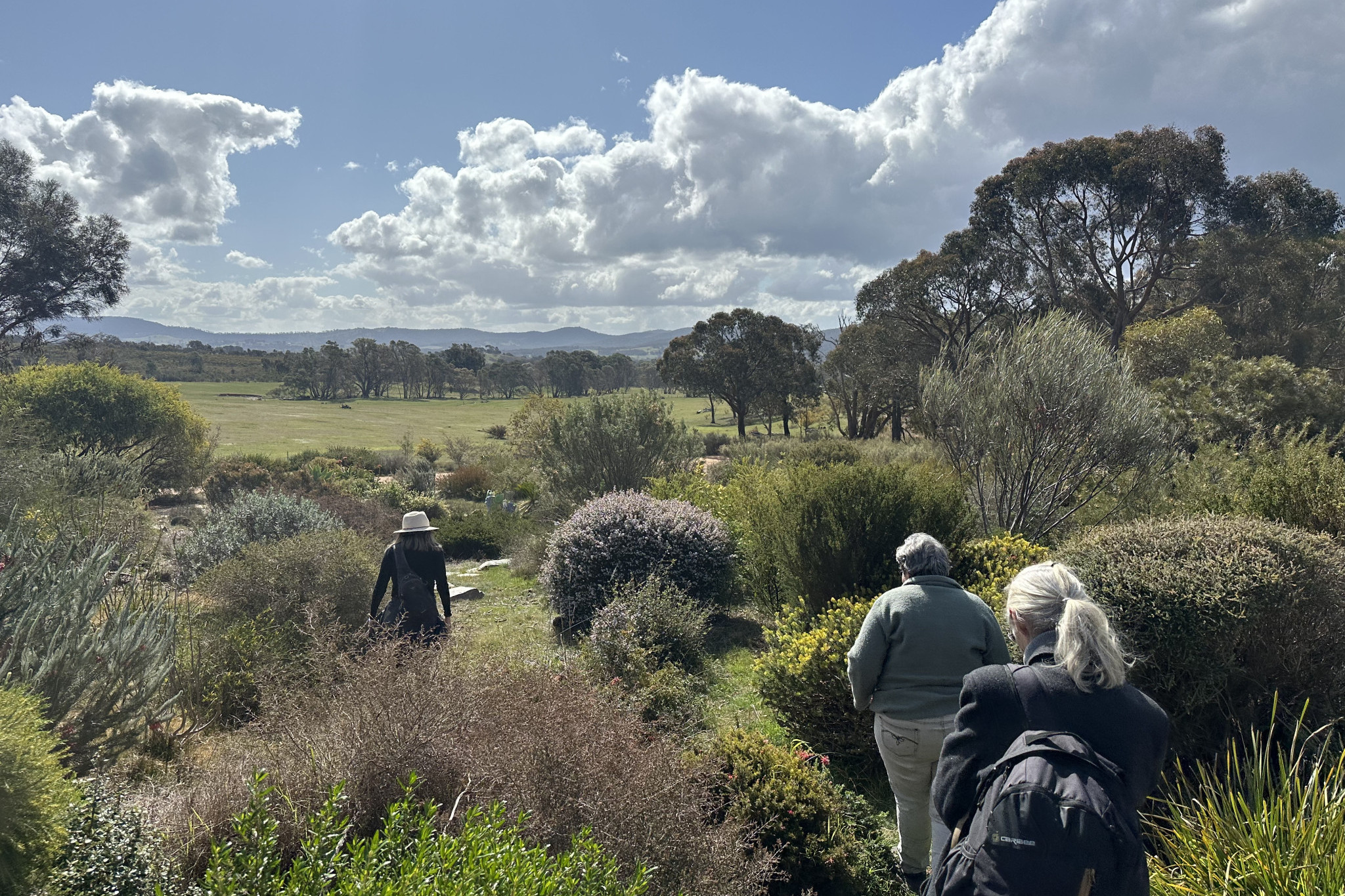 Visitors explored the lush landscape around Bernard Abadie’s home.