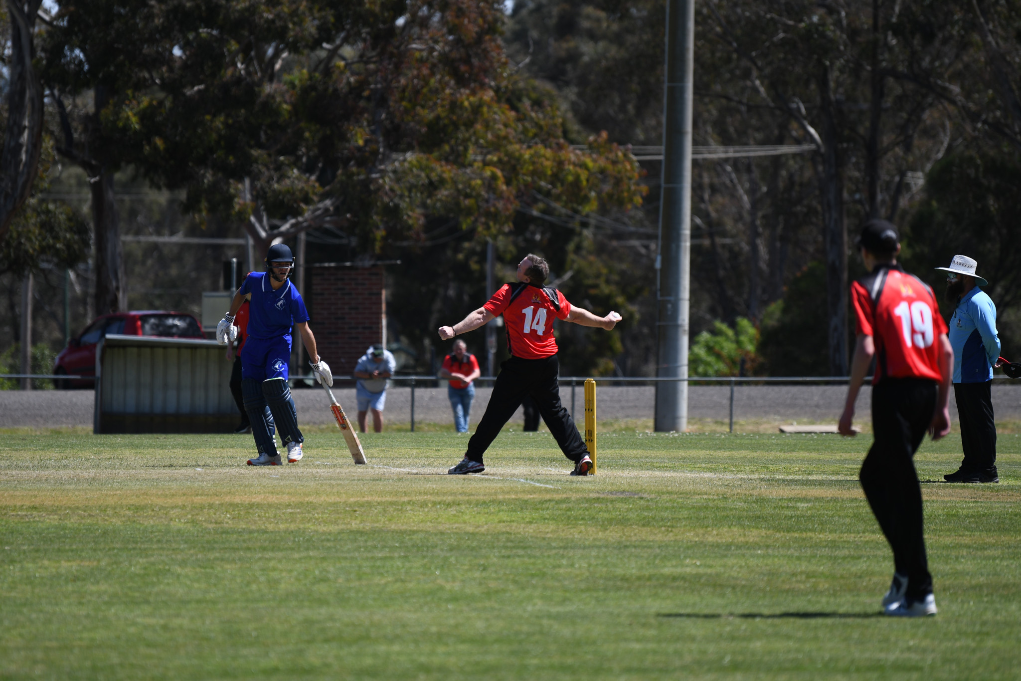 Dean Nalder rolls the arm over for Carisbrook.