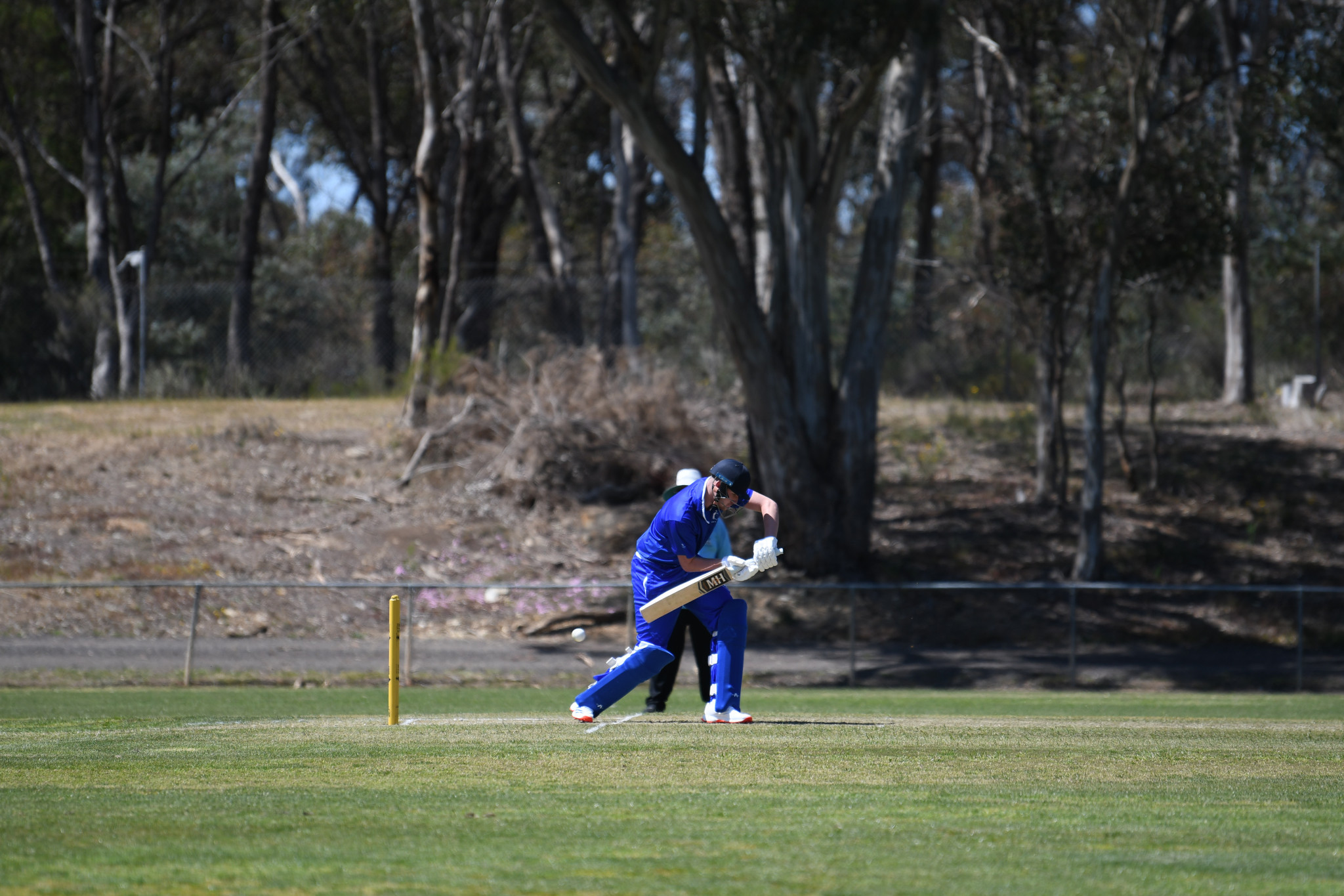 Colts Phelans’ Max Jackson leaves a tempter to fizz past the stumps.