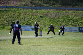 Clunes’ Lucas Rais-Colvin plays a shot across his pads.