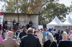 A packed crowd enjoyed a sunny afternoon at the races.