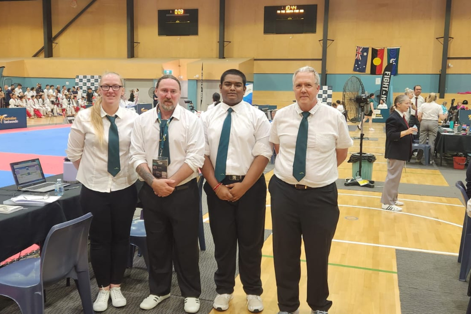 Staci Jones (far left) recently had a great experience judging for the Australian Taekwondo National Championships. Photo: Supplied.