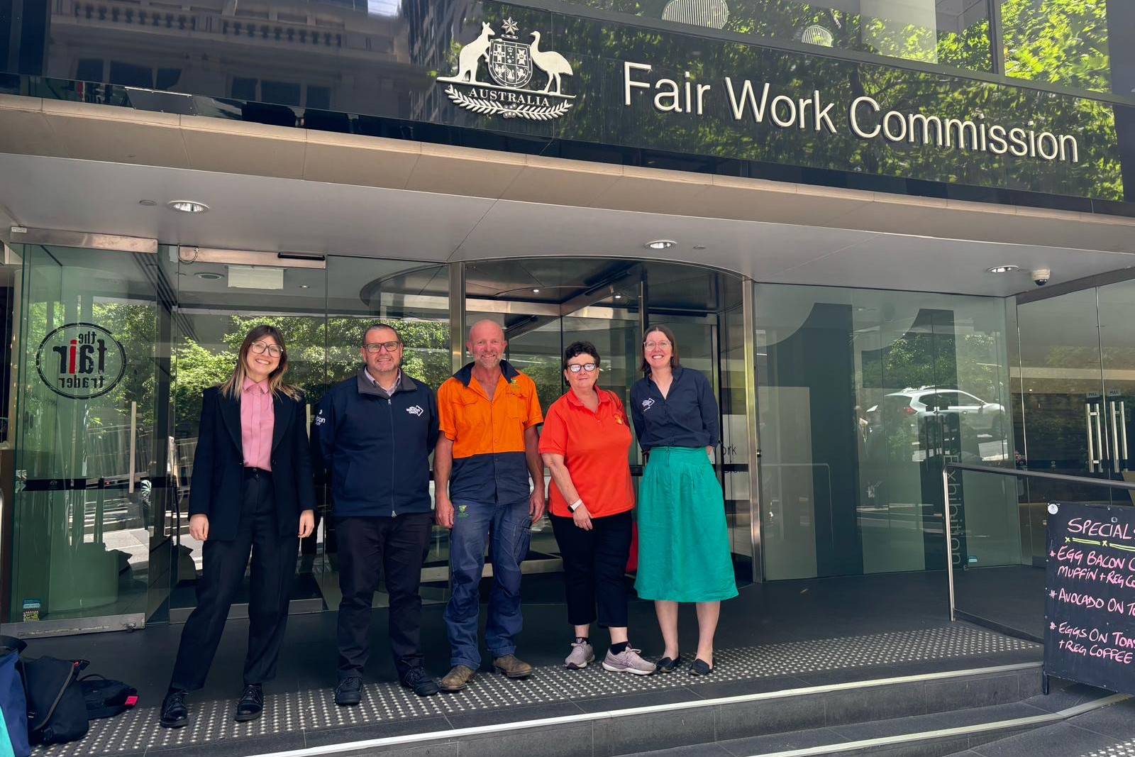 An ASU, ACTU and Central Goldfields Shire Council staff delegation outside the Fair Work Commission. Photo: Supplied.