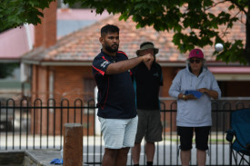 Rohan Mathabudul focuses intensely on his target as he throws.