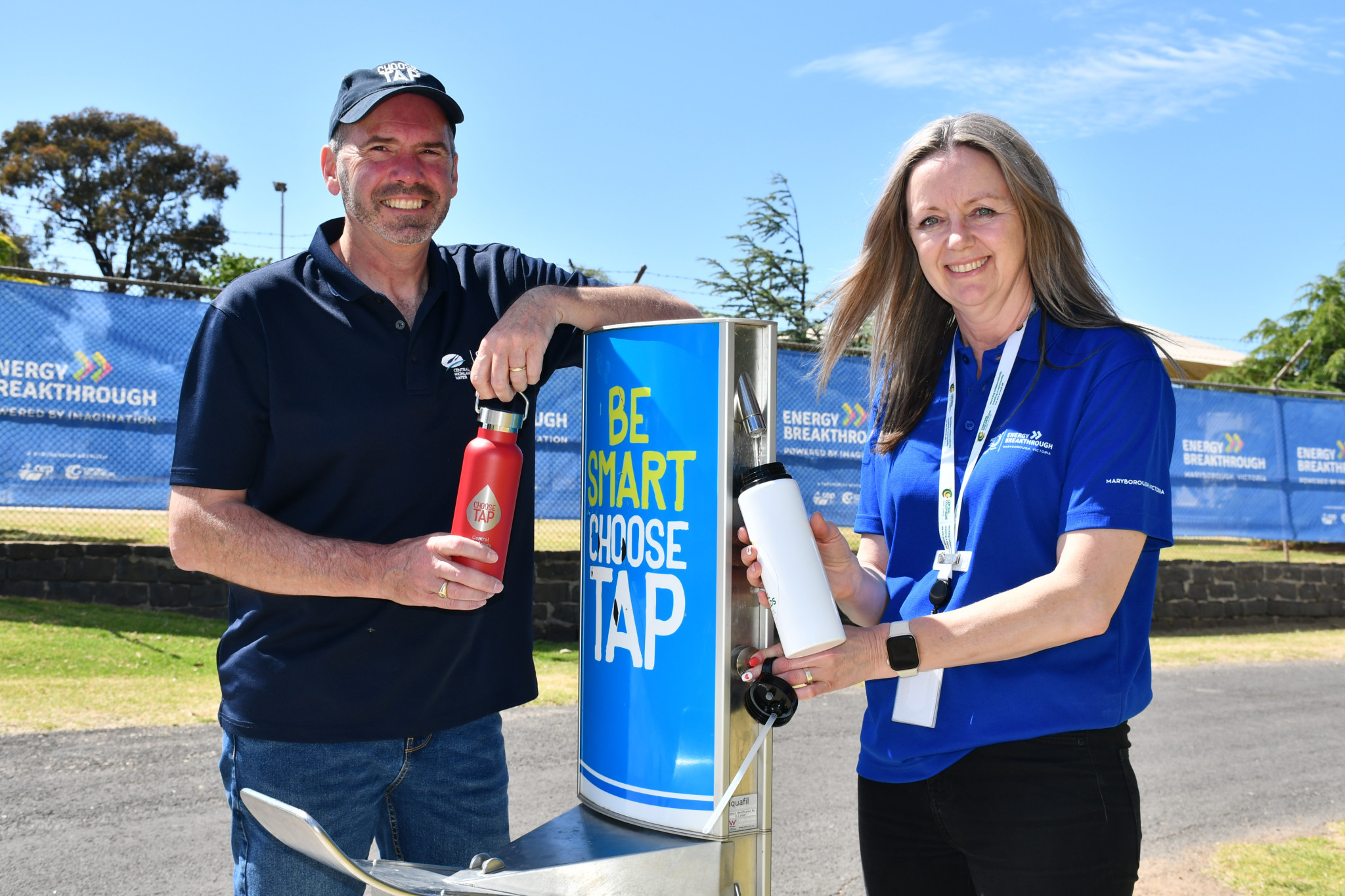 The local community will get their fill of tantalising wheel-to-wheel action as Energy Breakthrough returns to Lake Victoria this week. Central Highlands Water’s Peter Blackburn and council’s Alisha Chadwick are some of many partners finishing their final preparations to welcome over 15,000 visitors for this years event.