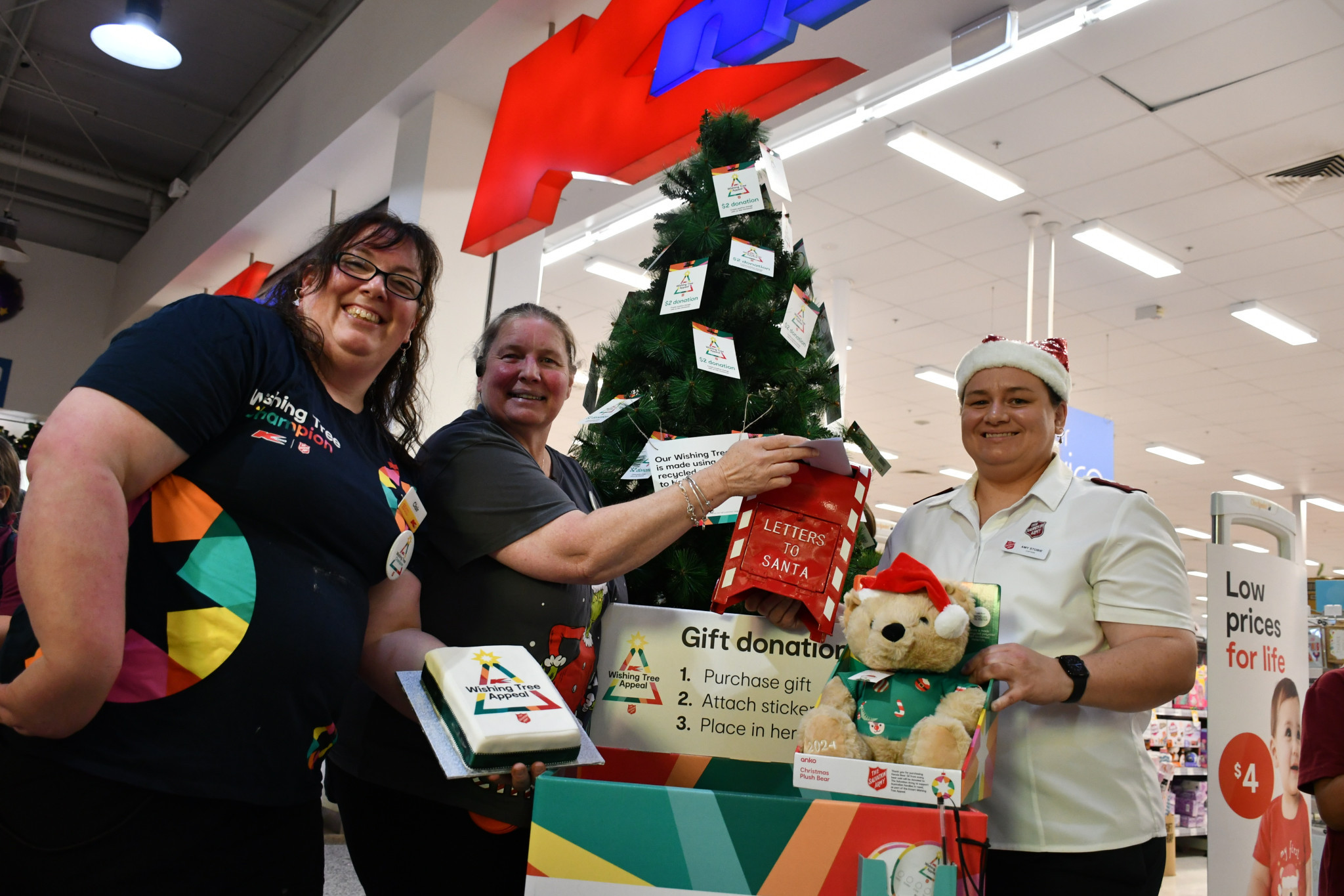 Kmart Maryborough duty manager Clair Willman and operations manager Jackie Sweet are excited to partner with Maryborough Salvation Army captain Amy Stobie for the annual Wishing Tree Appeal.