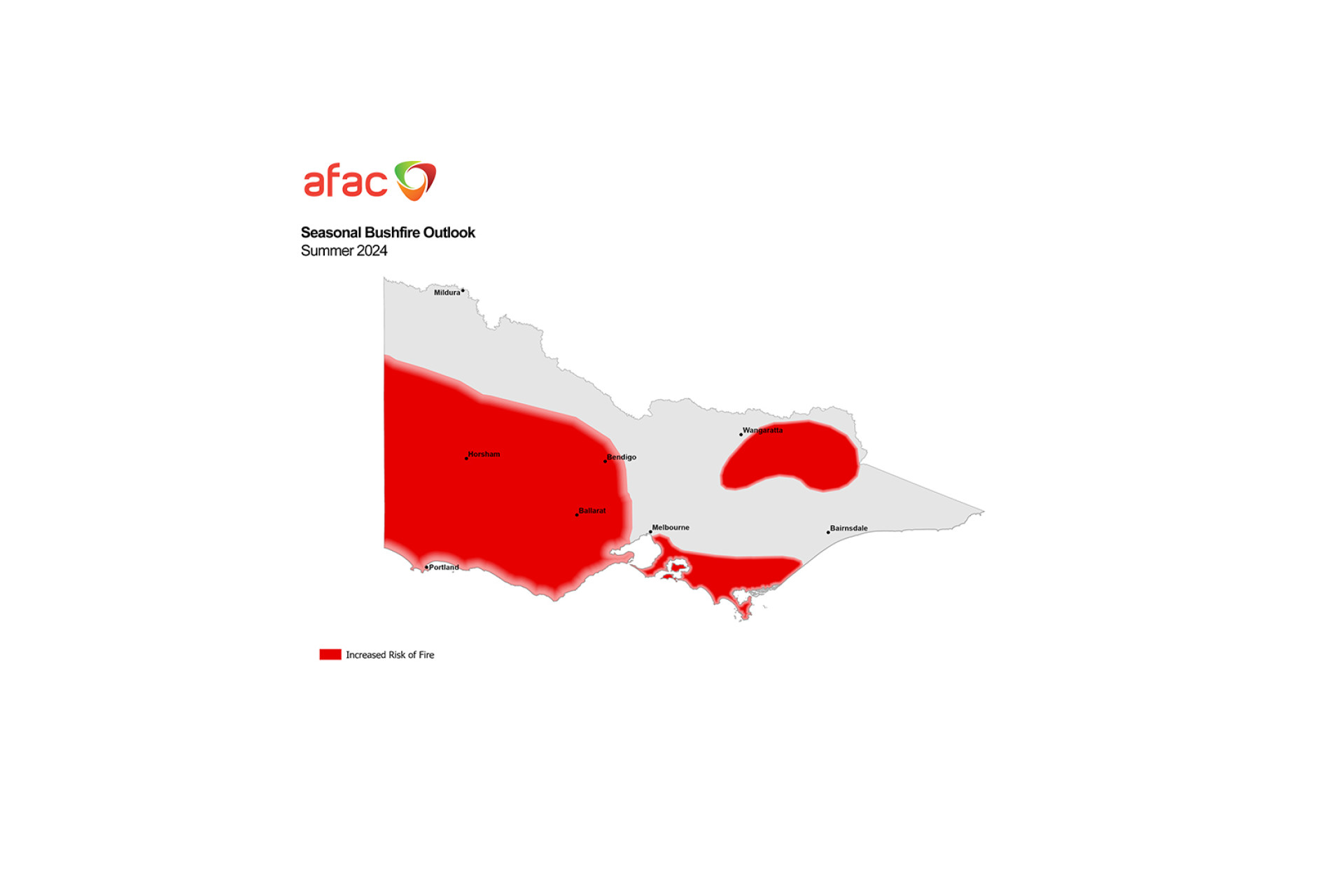 Bushfire mapping for summer highlights the potential for increased fire activity across much of the state, with Maryborough and the Central Goldfields included.