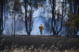 Local firefighters attending their first of what would be three fires on Wednesday in Moonlight Flat.
