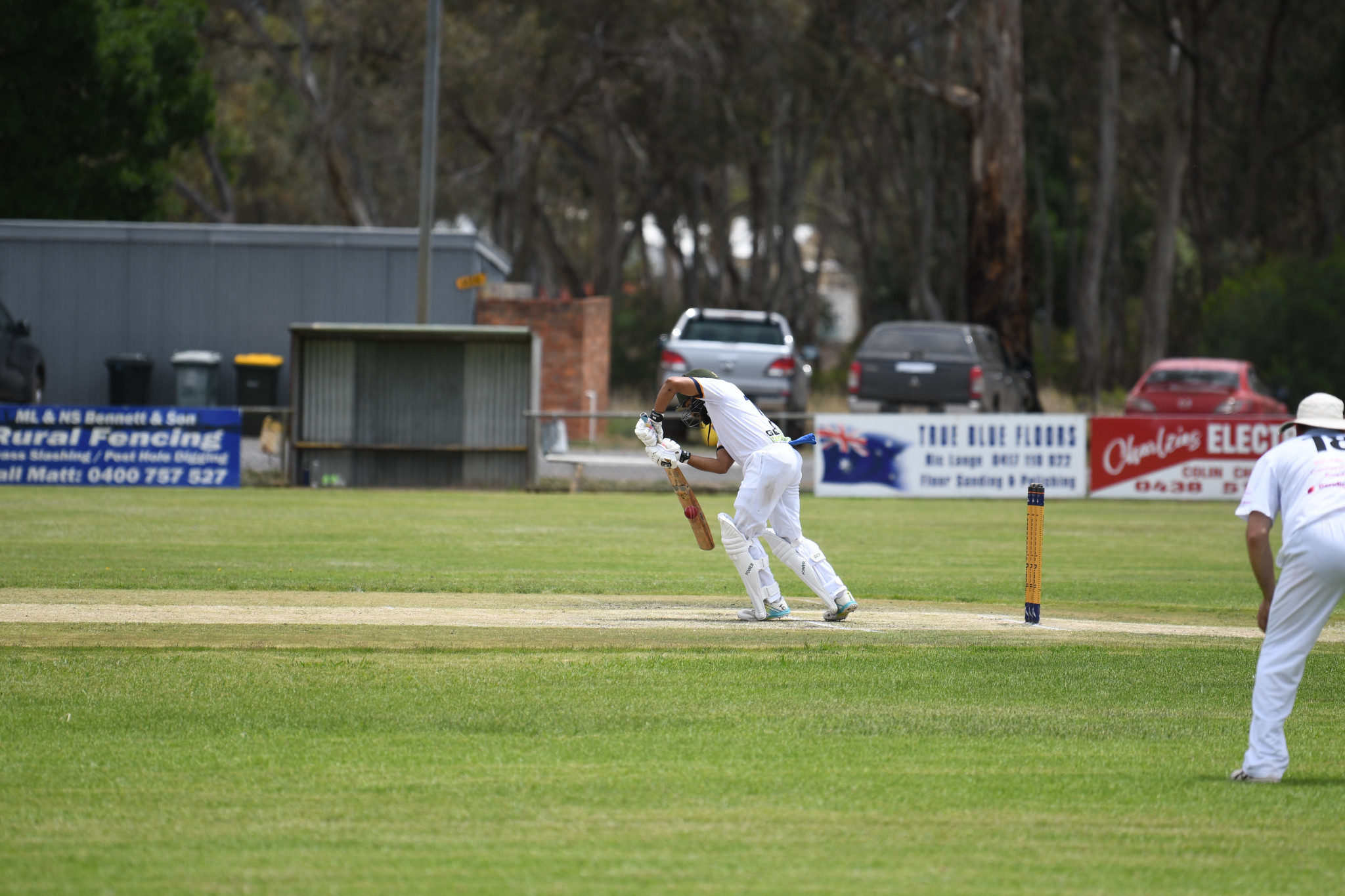 Kamaljot Romana defends his wicket for Laanecoorie Dunolly last Saturday.