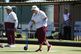 Sandra Chaplin plays a shot for Dunolly Blue.