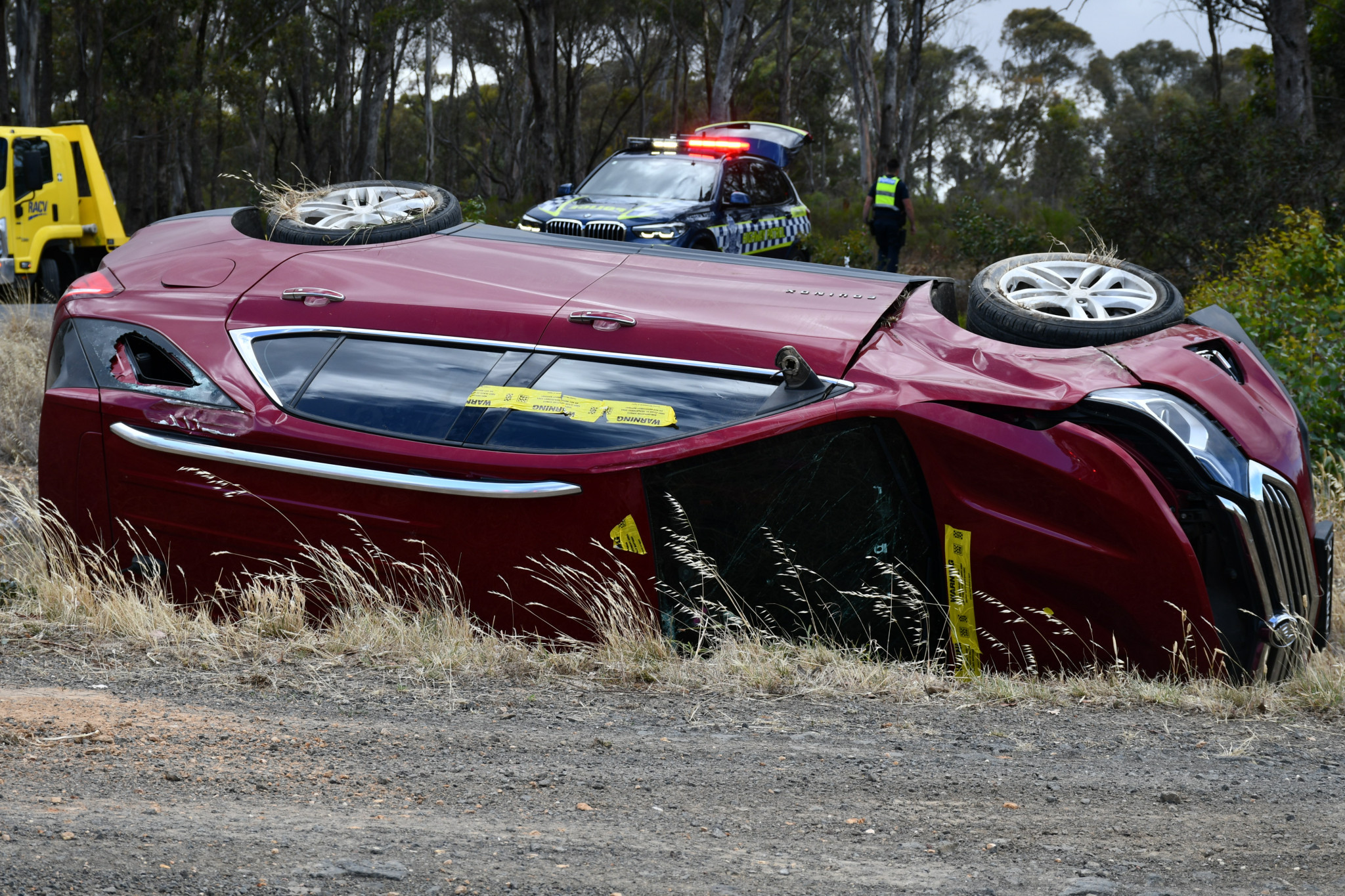 A local woman was travelling along Majorca Road before the vehicle ended up on its side near Craigie-Park Road.