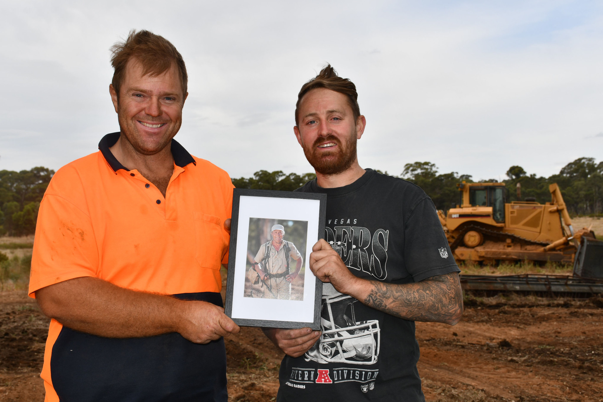 MARCH: Brent Shannon and Jayden Perry prepare to farewell local prospecting icon, the late Neville Perry.